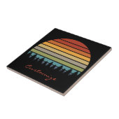 Langwerpige gestreepte zon met bomen Thunder_Cove Tegeltje (Zijkant)