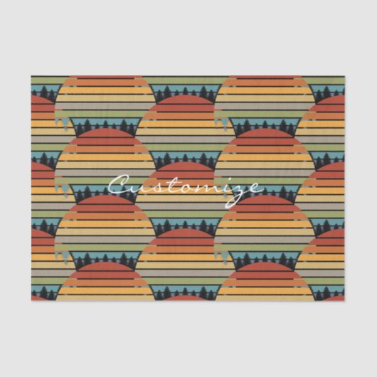 Langwerpige gestreepte zon met bomen Thunder_Cove Tissuepapier (Voorkant)