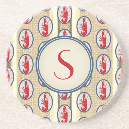 langwerpige langoest met monogram zandsteen onderzetter (Voorkant)