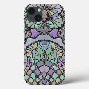 Langwerpige  mozaïek paarse pansie met florale ele Case-Mate iPhone case