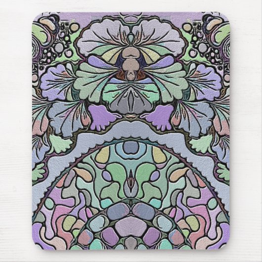 Langwerpige  mozaïek paarse pansie met florale ele muismat (Voorkant)