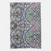 Langwerpige  mozaïek paarse pansie met florale ele theedoek (Verticaal)