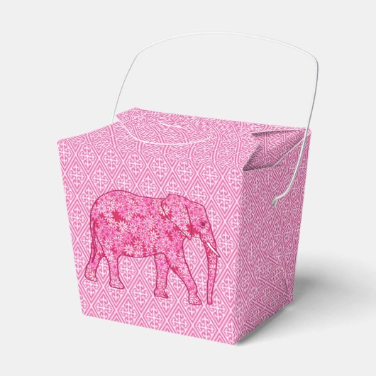 Langwerpige olifant - fuchsia roze bedankdoosjes (Voorkant Zijde)
