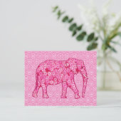 Langwerpige olifant - fuchsia roze briefkaart (Staand voorkant)