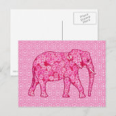 Langwerpige olifant - fuchsia roze briefkaart (Voorkant / Achterkant)