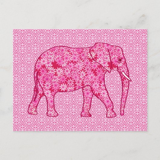 Langwerpige olifant - fuchsia roze briefkaart (Voorkant)