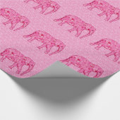 Langwerpige olifant - fuchsia roze cadeaupapier (Hoek)