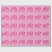Langwerpige olifant - fuchsia roze cadeaupapier (Vlak)