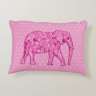 Langwerpige olifant - fuchsia roze decoratief kussen