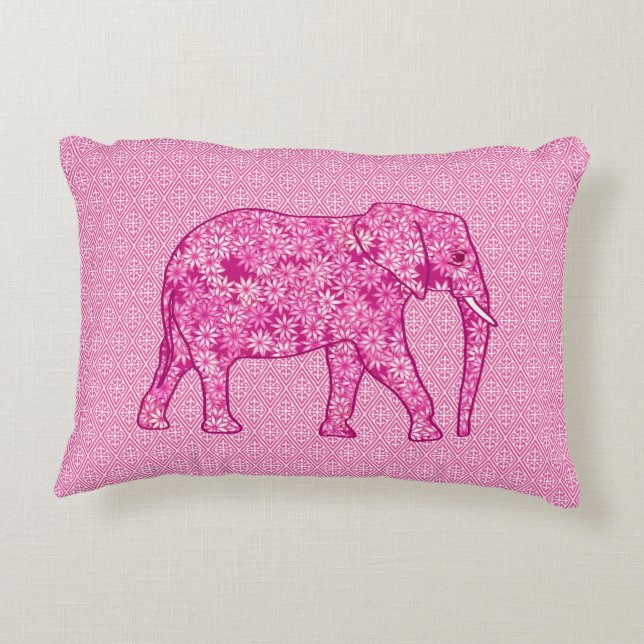 Langwerpige olifant - fuchsia roze decoratief kussen (Achterkant)