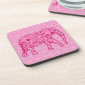 Langwerpige olifant - fuchsia roze drankjes onderzetter (Linkerzijde)