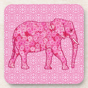 Langwerpige olifant - fuchsia roze drankjes onderzetter