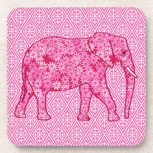 Langwerpige olifant - fuchsia roze drankjes onderzetter (Voorkant)