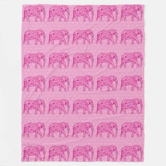 Langwerpige olifant - fuchsia roze fleece deken (Voorkant)