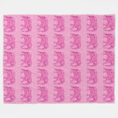 Langwerpige olifant - fuchsia roze fleece deken (Voorkant (Horizontaal))