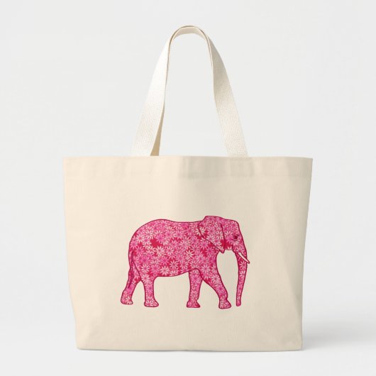 Langwerpige olifant - fuchsia roze grote tote bag (Voorkant)