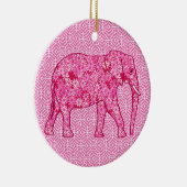 Langwerpige olifant - fuchsia roze keramisch ornament (Rechts)