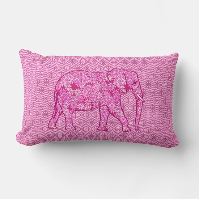 Langwerpige olifant - fuchsia roze kussen (Voorkant)