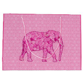 Langwerpige olifant - fuchsia roze large cadeautasje (Achterkant)