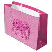 Langwerpige olifant - fuchsia roze large cadeautasje (Achterkant Gekanteld)