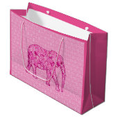 Langwerpige olifant - fuchsia roze large cadeautasje (Voorkant Gekanteld)
