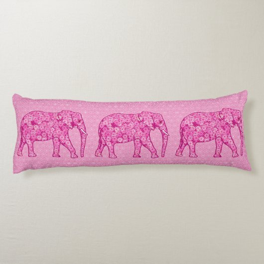 Langwerpige olifant - fuchsia roze lichaamskussen (Achterkant)
