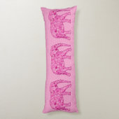 Langwerpige olifant - fuchsia roze lichaamskussen (Achterkant (Verticaal))