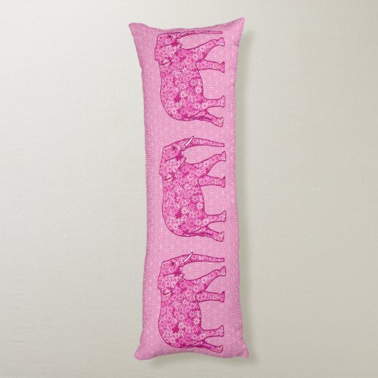 Langwerpige olifant - fuchsia roze lichaamskussen (Achterkant (Verticaal))