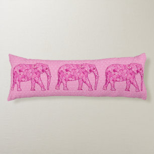 Langwerpige olifant - fuchsia roze lichaamskussen