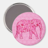 Langwerpige olifant - fuchsia roze magneet (Voorkant / Achterkant)