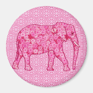 Langwerpige olifant - fuchsia roze magneet