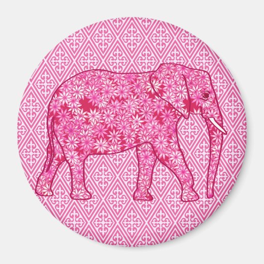 Langwerpige olifant - fuchsia roze magneet (Voorkant)