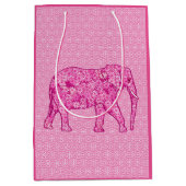 Langwerpige olifant - fuchsia roze medium cadeauzakje (Voorkant)