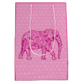Langwerpige olifant - fuchsia roze medium cadeauzakje (Achterkant)
