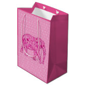 Langwerpige olifant - fuchsia roze medium cadeauzakje (Achterkant Gekanteld)