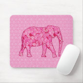 Langwerpige olifant - fuchsia roze muismat (Met muis)