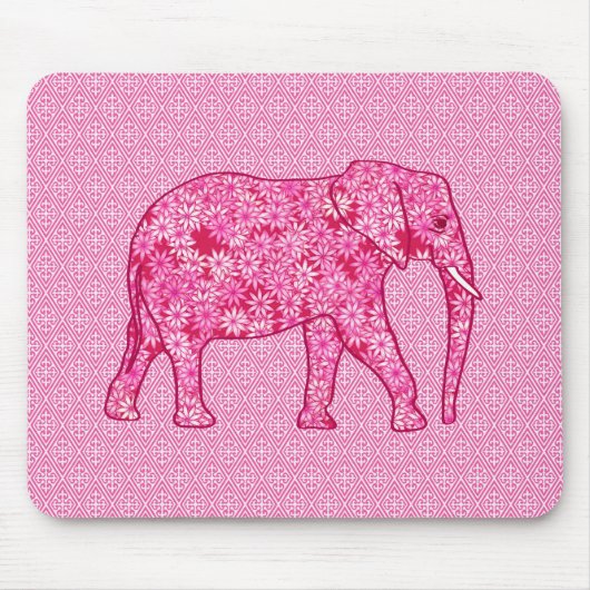 Langwerpige olifant - fuchsia roze muismat (Voorkant)