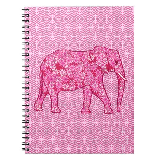Langwerpige olifant - fuchsia roze notitieboek (Voorkant)