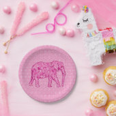 Langwerpige olifant - fuchsia roze papieren bordje (Feest)