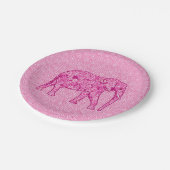 Langwerpige olifant - fuchsia roze papieren bordje (Gekanteld)