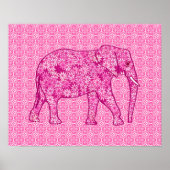 Langwerpige olifant - fuchsia roze poster (Voorkant)