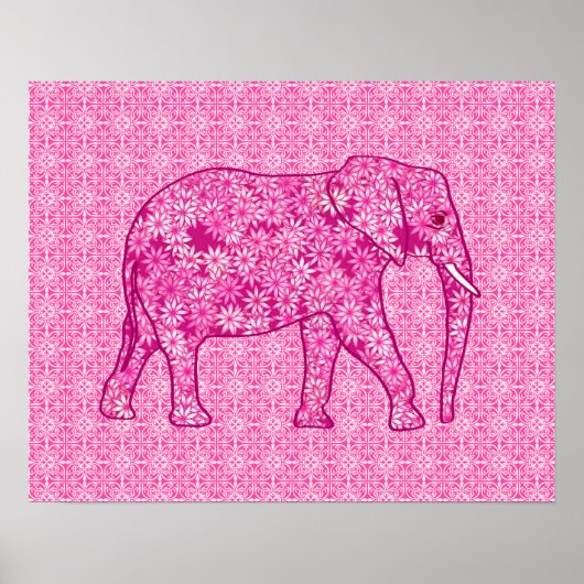 Langwerpige olifant - fuchsia roze poster (Voorkant)