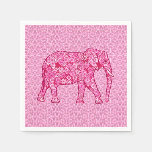 Langwerpige olifant - fuchsia roze servet (Voorkant)