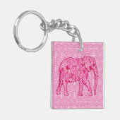 Langwerpige olifant - fuchsia roze sleutelhanger (Voorkant Links)