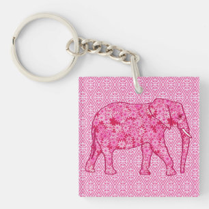 Langwerpige olifant - fuchsia roze sleutelhanger