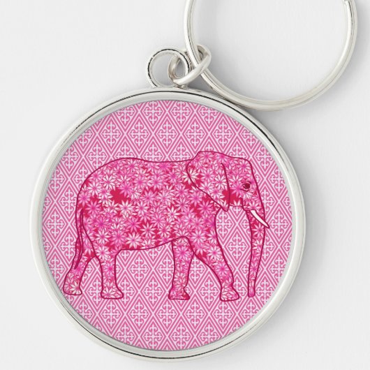 Langwerpige olifant - fuchsia roze sleutelhanger (Voorkant)