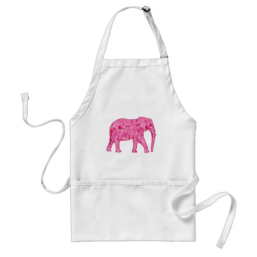 Langwerpige olifant - fuchsia roze standaard schort (Voorkant)