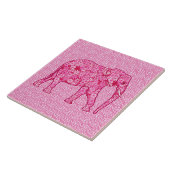 Langwerpige olifant - fuchsia roze tegeltje (Zijkant)