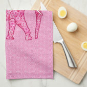 Langwerpige olifant - fuchsia roze theedoek (Quarter Fold)