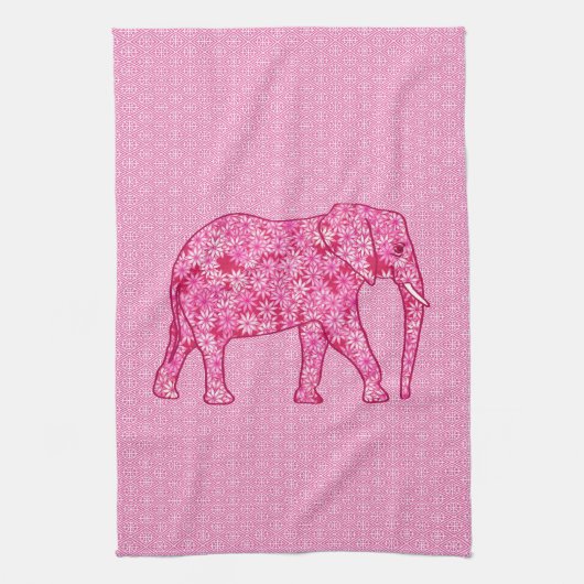 Langwerpige olifant - fuchsia roze theedoek (Verticaal)